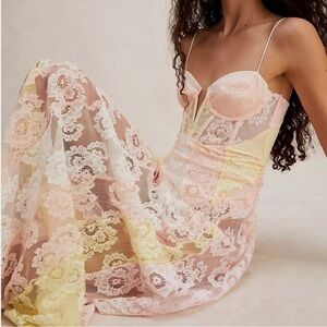 For Love And Lemons Pastel Floral Lace Chemise